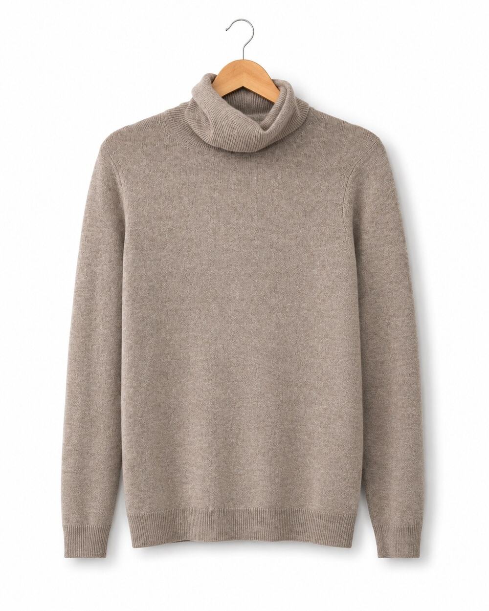 Charter Club Cashmere Womens Turtleneck Sweater Taupe Cowl Neck Knit Small NWT
